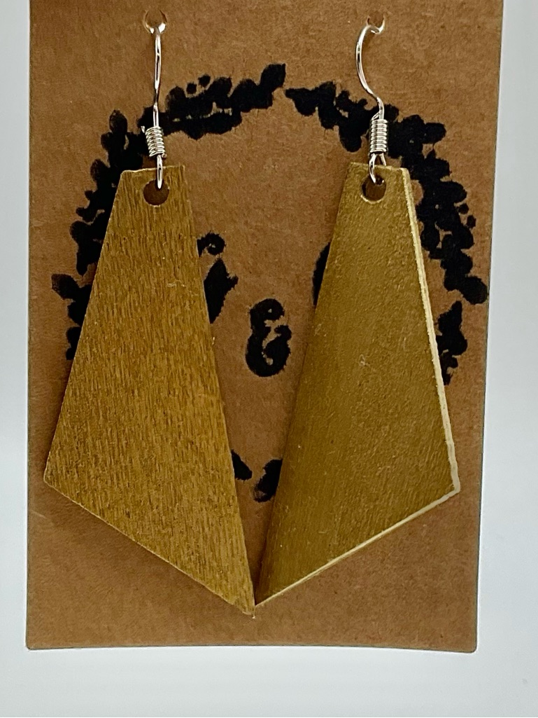 Modern Gold Geometric Wood Drop Earrings For Women